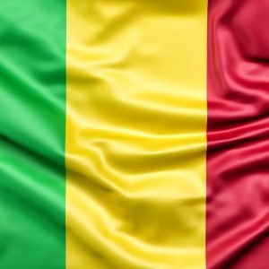 Drapeau du Mali, constitué de trois bandes verticales de couleurs verte, jaune et rouge